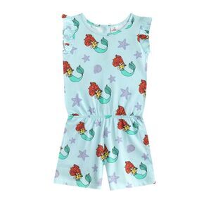 The Little Mermaid Girls Ariel & Flounder All-Over Print Sleeveless Playsuit / B